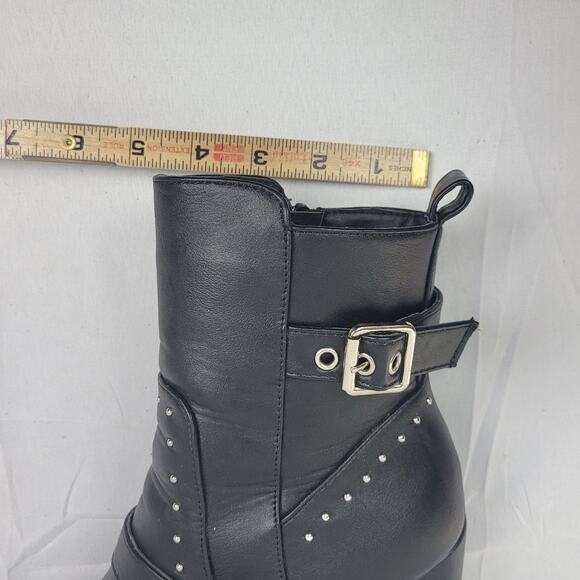 Krush Ankle Chunky Heeled Boots Black Silver Studs Size 5 Gothic Witchy Rocker - Picture 8 of 9
